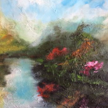 Painting titled "la rivière" by Isabelle Mangin-Lenglet, Original Artwork, Oil