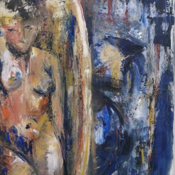 Painting titled "Blue Nude II" by Isabelle Ordonneau, Original Artwork, Oil