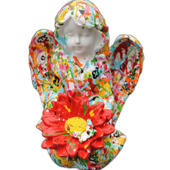 Sculpture intitulée "Flower Angel" par Isabelle Pelletane, Œuvre d'art originale, Acrylique