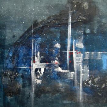 Painting titled "Blue Time in Köln" by Isabelle Szlachta, Original Artwork, Acrylic