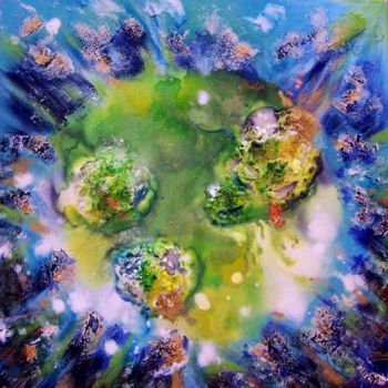 Painting titled "TERRE DE CIEL" by Isabelle Thary, Original Artwork, Oil