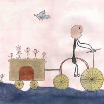 Painting titled "A bicyclette !" by Isabelle Tumson, Original Artwork