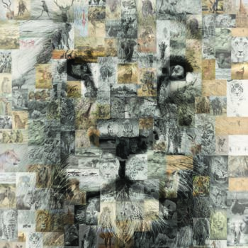 「The king」というタイトルのデジタルアーツ Isabelle Vernetによって, オリジナルのアートワーク, 2Dデジタルワーク アルミニウムにマウント