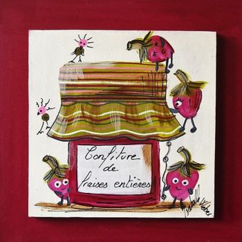 Artisanat intitulée "confiture de fraise…" par Isabelle Weber, Œuvre d'art originale, Décoration de maison