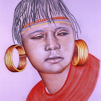 Картина под названием "MIA AFRICA" - Isabell Von Piotrowski, Подлинное произведение искусства, Пастель
