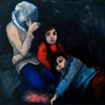 Painting titled "nin-os-refugiados-c…" by Isabel Torner, Original Artwork, Oil