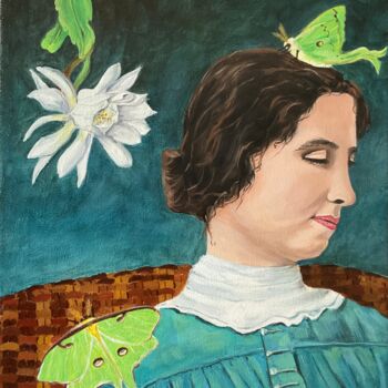 Painting titled "Helen" by Isabelle Chartrand, Original Artwork, Oil Mounted on Wood Stretcher frame