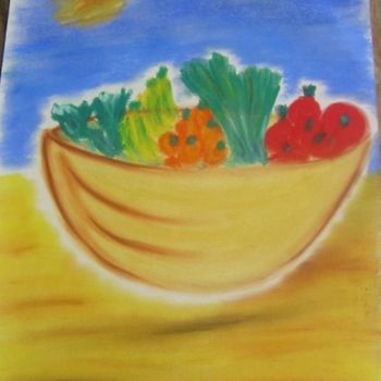 Painting titled "Corbeille de fruits" by Isa Digue, Original Artwork