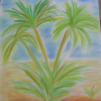 Peinture intitulée "Palmiers" par Isa Digue, Œuvre d'art originale