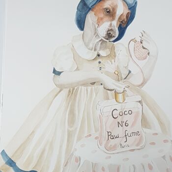 Painting titled "Paw-fume" by Toffee Nose, Original Artwork, Watercolor