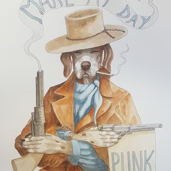 Painting titled "Clint" by Toffee Nose, Original Artwork, Watercolor