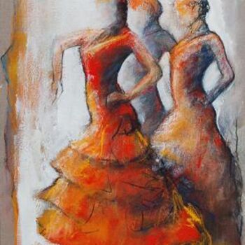 Peinture intitulée "La leçon de danse" par Isabelle Husson, Œuvre d'art originale