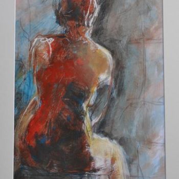 Drawing titled "dos rouge" by Isabelle Husson, Original Artwork