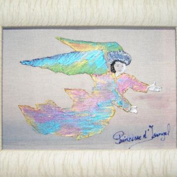 Peinture intitulée "Ange à l'aube " par Princesse Sylviane D Isangel, Œuvre d'art originale, Huile