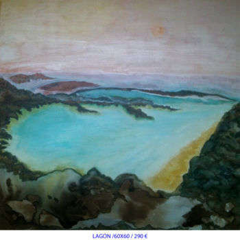 Peinture intitulée "Lagon" par Isankis, Œuvre d'art originale, Encre