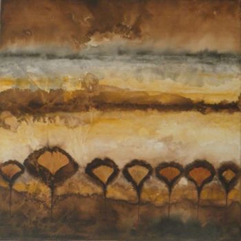 Painting titled "gingko 1" by Isankis, Original Artwork, Ink