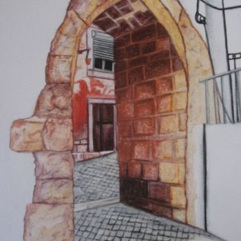 Schilderij getiteld "Recanto em Setúbal…" door Isabel Cabrita, Origineel Kunstwerk, Aquarel