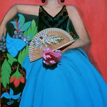 Pintura titulada "la mujer del abanico" por Vieiro Torres, Isabel, Obra de arte original