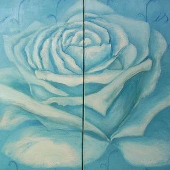 Painting titled "rosa azul" by Vieiro Torres, Isabel, Original Artwork