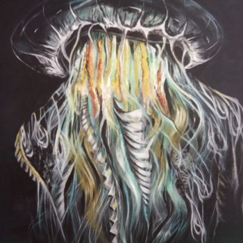 Pittura intitolato "MEDUSE CUBOZOA" da Virginie Isfaoui, Opera d'arte originale, Olio