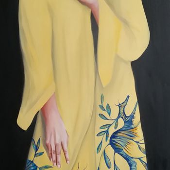 Painting titled "La femme aux hippoc…" by Virginie Isfaoui, Original Artwork, Oil