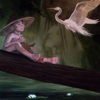 Peinture intitulée "revelation-a-un-coe…" par Isha, Œuvre d'art originale, Huile