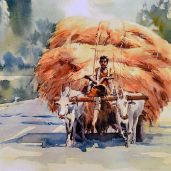 「Journey along a Bea…」というタイトルの絵画 Ishan Senaka Hewageによって, オリジナルのアートワーク, アクリル ウッドストレッチャーフレームにマウント