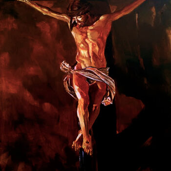 Peinture intitulée "Crucifixion" par Ishan Senaka Hewage, Œuvre d'art originale, Acrylique Monté sur Châssis en bois