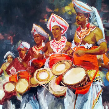 Pintura intitulada "Rhythmic Percussion…" por Ishan Senaka Hewage, Obras de arte originais, Acrílico Montado em Armação em m…