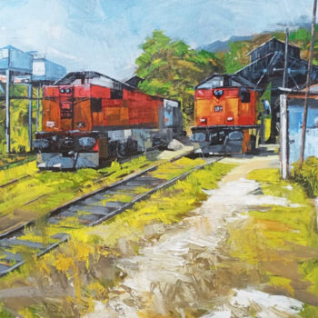 Painting titled "On the Way to the A…" by Ishan Senaka Hewage, Original Artwork, Acrylic Mounted on Wood Stretcher frame