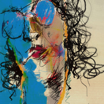 Картина под названием "Blue Head" - Ish Gordon, Подлинное произведение искусства