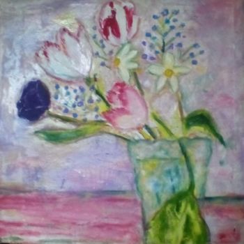 Painting titled "Spring bouquet" by Irina Ishimscai Victor Golubev, Original Artwork, Oil