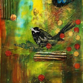 Painting titled "Black Bird, COme Ho…" by Ishita Bandyo, Original Artwork, Oil