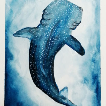 Peinture intitulée "Whale Shark" par Ishiyama.R, Œuvre d'art originale, Aquarelle