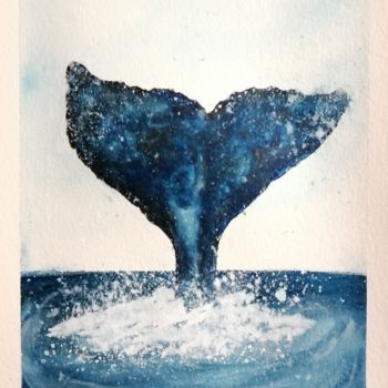Peinture intitulée "Whale Tail" par Ishiyama.R, Œuvre d'art originale, Aquarelle
