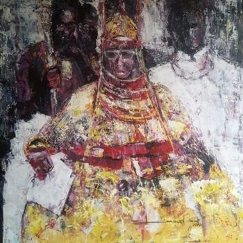 Картина под названием "Purple blood Oba" - Isiuwe Onyeabor Emmanuel, Подлинное произведение искусства, Акрил Установлен на Д…