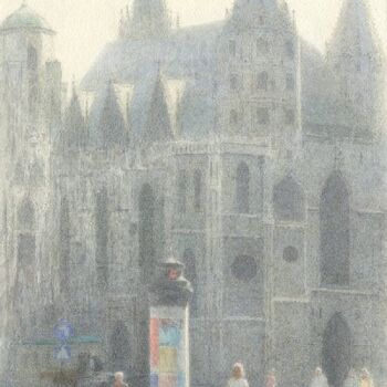 Картина под названием "Stephanplatz, Wien" - Iskander Ulumbekov, Подлинное произведение искусства