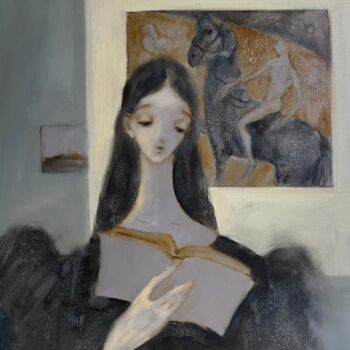 Schilderij getiteld "Keeper of the Muses" door Isolde Pavlovskaya, Origineel Kunstwerk, Olie Gemonteerd op Karton