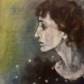 Ζωγραφική με τίτλο "Anna Akhmatova" από Isolde Pavlovskaya, Αυθεντικά έργα τέχνης, Λάδι Τοποθετήθηκε στο Ξύλινο φορείο σκελε…