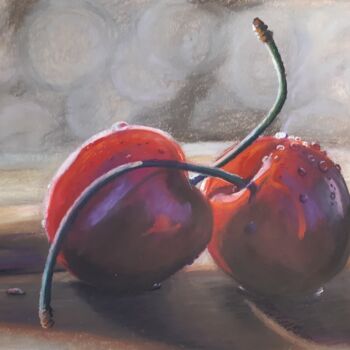 Painting titled "Cherry" by Marina Izotova, Original Artwork, Pastel