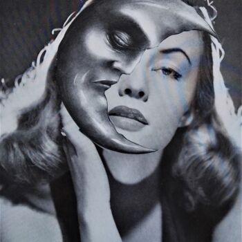 Collages titled "Moon Face" by Isra, Original Artwork, Collages