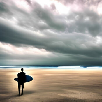 Arte digital titulada "Surf and storm" por Isra, Obra de arte original, Imagen generada por IA