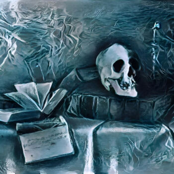 Arts numériques intitulée "Skull and books" par Isra, Œuvre d'art originale, Photo montage
