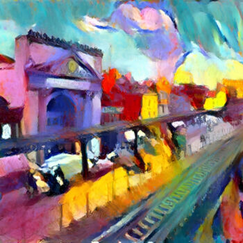 Digitale Kunst getiteld "Multicolored Train…" door Isra, Origineel Kunstwerk, Digitale fotografie
