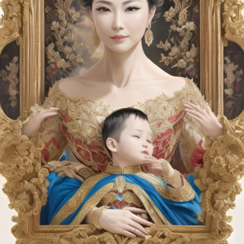 Цифровое искусство под названием "Golden Mother" - Isra, Подлинное произведение искусства, Изображение, сгенерированное ИИ