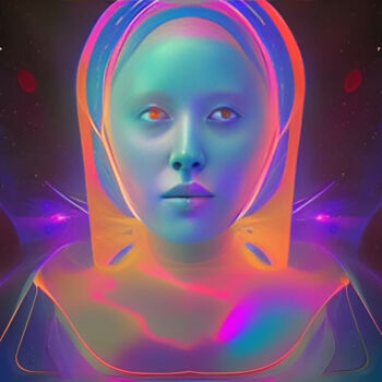 Digitale Kunst mit dem Titel "Neon Face" von Isra, Original-Kunstwerk, Digitale Fotografie