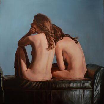 Painting titled "Taboo love 2." by Istvan Cene Gal, Original Artwork, Oil