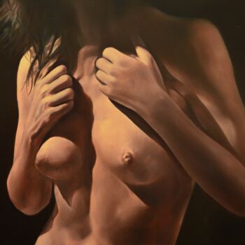 Painting titled "I'm only yours" by Istvan Cene Gal, Original Artwork, Oil Mounted on Wood Stretcher frame