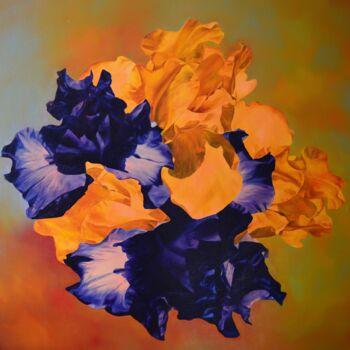 Painting titled "Floral contrasts" by Istvan Cene Gal, Original Artwork, Oil