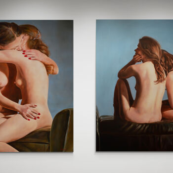 Pintura intitulada "Taboo love 1. + 2.…" por Istvan Cene Gal, Obras de arte originais, Óleo
